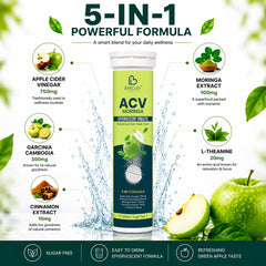 Barclay Italy ACV Moringa Effervescent Tablets | Apple Cider Vinegar 750 mg, Garcinia Cambogia 300 mg & Moringa Extract 100 mg | Sugar-Free | Craving Control & Weight Management Support